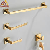 Polished Gold Bathroom Hardware Set Stainless Steel Robe Hook Towel