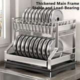 Kitchen Organizer 2 Tier Dish Drying Rack Utensils Storage Rack Bowls Knife Fork Pot