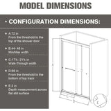 Shower Door, 44-48 "W, Sliding Showers Doors, Adjustable Semi-Frameless Bypass