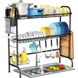 Over The Sink Dish Drying Rack, 2-Tier Steel Large Over The Sink Dish Rack