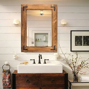 Bathroom Mirror, Natural Wood Bathroom Vanity Mirror