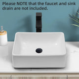 Rectangular Vessel Sink 21"x16"x6" White Bathroom Sink Countertop