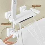 White Black Simple Bathroom Waterfall Bathtub Faucets With Hand-held Shower