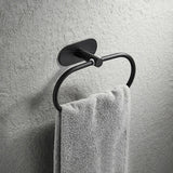 YCRAYS No Drilling Black Bathroom Accessories Sets Toilet Tissue Roll Paper Holder Towel Rack