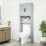 Over The Toilet Storage Cabinet, Bathroom Organizer with Adjustable Shelf, 2-Door Toilet Storage Rack