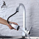 Kitchen Faucets Silver Pull Out Tap Single Hole Handle Solid Brass Black Swivel 360 Degree