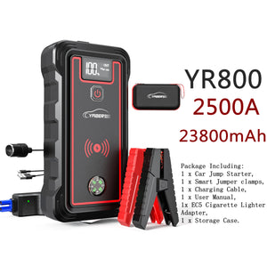 2500A Battery Jump Starter 23800mAh Power Bank w/10W Wireless Charging Capability