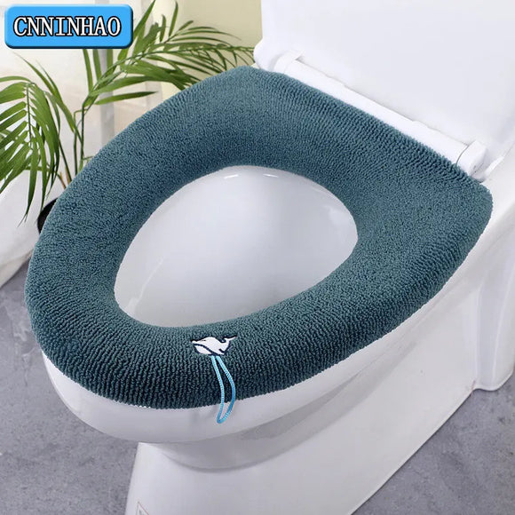 Toilet Seat Cover Mat Bathroom Toilet Lid Pad Winter Warm Cushion