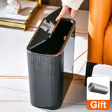 14L Narrow Press Ring Trash Can with Lid Wastebasket for Bathroom