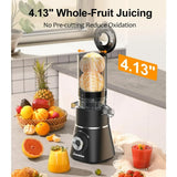 Cold Press Juicer, Slow Masticating Juicer with 4.13" Extra-wide chute, Whole Fruit Juicer