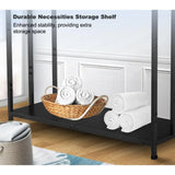 Free Standing Towel Rack with Metal Storage Shelf & 6 Hooks for Bathroom