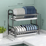 2-Tier Dish Drying Rack Compact Kitchen Dish Rack Drainboard Set Large Rust-Proof Dish Drainer