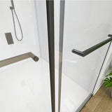 Sliding Frameless Shower Door Matte Black Clear Glass