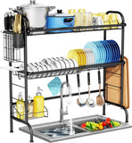 Over The Sink Dish Drying Rack, 2-Tier Steel Large Over The Sink Dish Rack