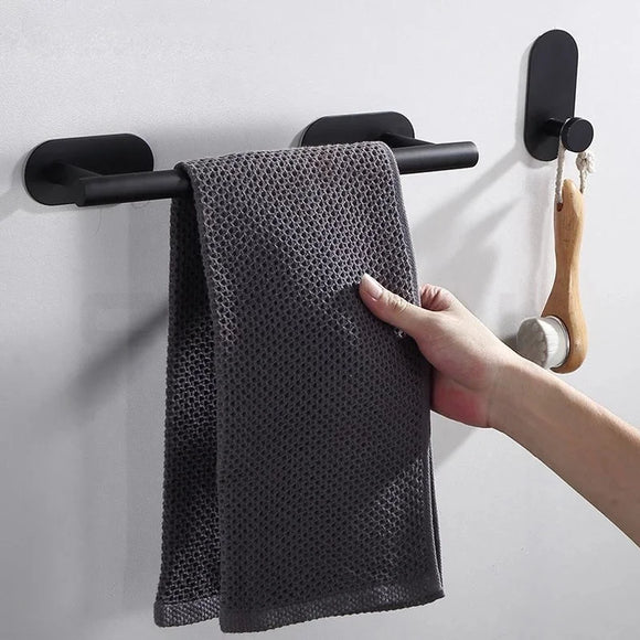 Towel Bar for Bathroom No Drilling Stainless Steel Black Bathroom Accessories Sets