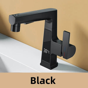 Bathroom Faucet Intelligent Temperature Sensor Brass Basin Faucet Cold Hot Water