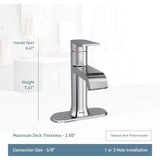 Bathroom Sink Faucet with Optional Cover, Suitable for 3-hole Sink,