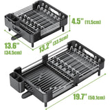 Expandable Dish Rack for Kitchen Counter, Large Dish Drainer, Stainless Steel Drying Dish Rack