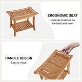 Bamboo Wooden Shower Bench Seat Bathroom Shower Chair with Storage