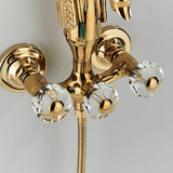 Luxury Gold Swan Bathtub Faucet Crystal Handle Bath Sets with Hand Shower Hot Cold Mixer