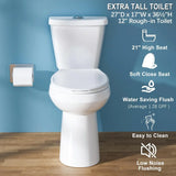 21" Tall Toilet for Seniors: Extra High, Modern White, Comfort Height,