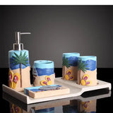 Summer Style Resin Bathroom Accessories 5 Pcs/set Portable Soap Dispenser Beach