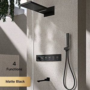 Luxury brass shower system with ceiling design, cold and hot LED