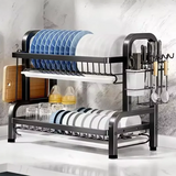 2-Tier Dish Drying Rack Compact Kitchen Dish Rack Drainboard Set Large Rust-Proof Dish Drainer