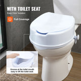 VEVOR Raised Toilet Seat 5inch Height Raised 300 lbs Screw Rod Locking for Elderly Handicap