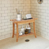 Bamboo Wooden Shower Bench Seat Bathroom Shower Chair with Storage