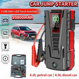 Automotive Portable Battery Jump Starter w/Built-In Emergency Lighting & Air Pump