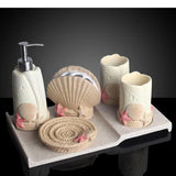 Summer Style Resin Bathroom Accessories 5 Pcs/set Portable Soap Dispenser Beach