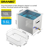 New Granbo 10L 200/400W Digital Ultrasonic Cleaner 28/40/80/120KHz Sweep Frequency