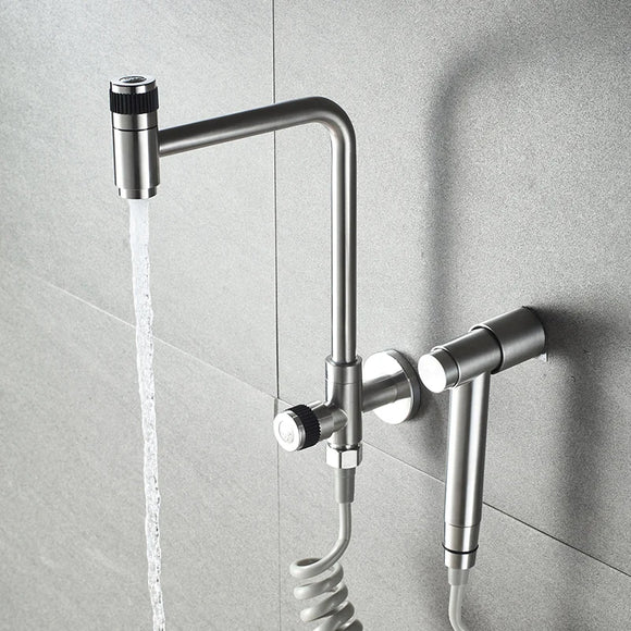 BAKALA Wall Or Deck Mount Cold Water Kitchen Faucet Rotate Bathroom Tap