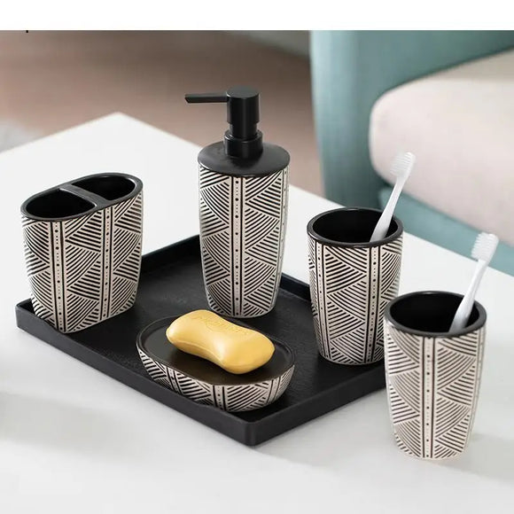 Set 6PCS Toothbrush Holder Cup Soap Dispenser  Bathroom Accessories Sets