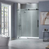 Shower Door, 56-60 in. W X 76 in. H, Frameless Sliding Showers Doors, Clear