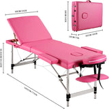 Massage Table 3 Fold 23.6" Wide, Height Adjustable Aluminum Massage Bed with Headrest