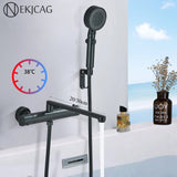 Black/Chrome Thermostatic Bathtub Faucet Set Wall Mounted Bathroom Shower Mixer