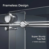 Frameless Shower Door, Bathroom Sliding Shower Door, Clear Tempered Glass,