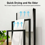 Tiers Freestanding Towel Rack for Bathroom Outdoor - Black