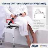 Adjustable height sliding bathtub transfer bench shower chair