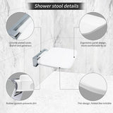 Folding Shower Chair Wall Mounted Fold Down Shower Seat 400 LB Capacity Foldable