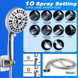 Water Showerhead, Built-in 2 Power Wash & 12 Inch Extension Arm