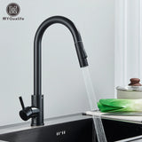 Black Kitchen Faucet Two Function Single Handle Pull Out Mixer  Hot and Cold Water