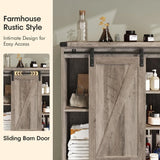 Farmhouse Over Toilet Bathroom Organizer with Sliding Barn Door, Storage Rack,Grey