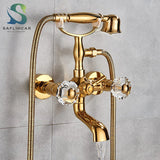 Telephone Style Golden Waterfall Bathtub Faucet Bathroom Brass Bath Faucets