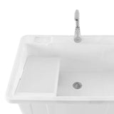 Freestanding Plastic Laundry Sink with Washboard, Utility Sink with Water Faucet