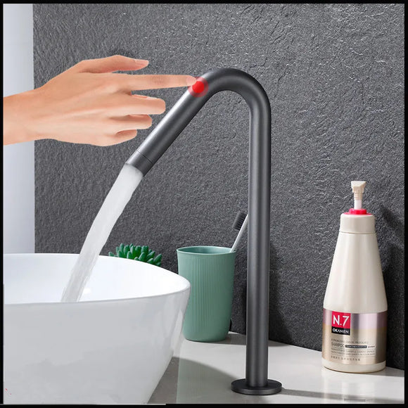 BathrooomFaucet Gold Automatic Sensor Basin Faucet  Mixer Crane, Free Touch Sink Tap,