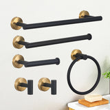 Black and Gold Stainless Steel Bathroom Hardware set Towel Bar Toilet Paper Holder Clothes Hook Bathroom Roll Towel Rack Ring