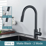 Black Kitchen Faucet Two Function Single Handle Pull Out Mixer  Hot and Cold Water